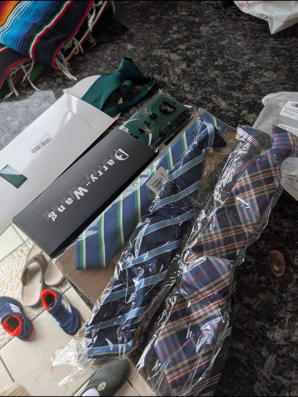 Boys Adjustable Ties - Green, Dino, Blue, Striped